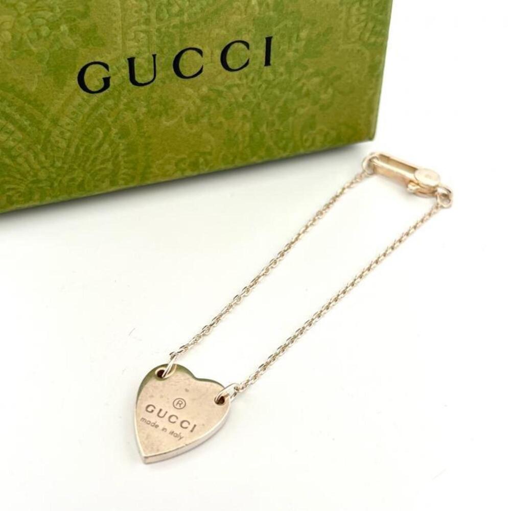 GUCCI Silver Heart Charm Bracelet